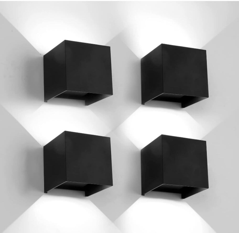 20W LED Outdoor Wall Lights 4 Pack Black Up Down Sconces 6500K IP65 New